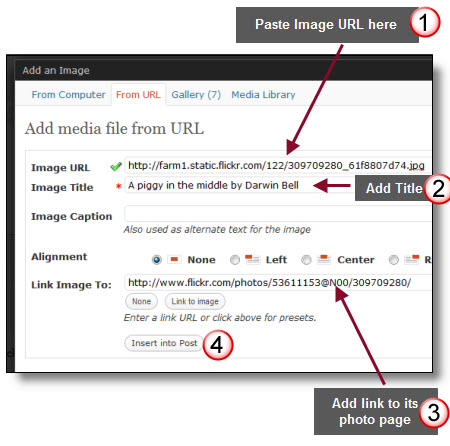 Adding an image from Flickr to a post