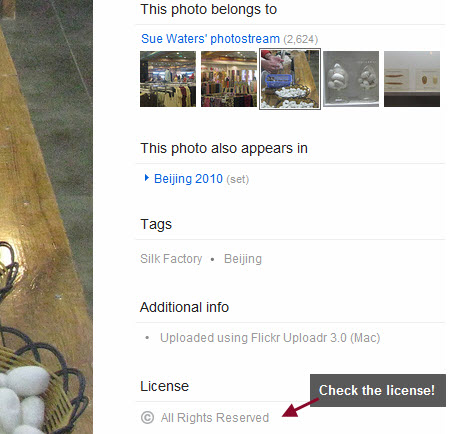 Checking the license on Flickr