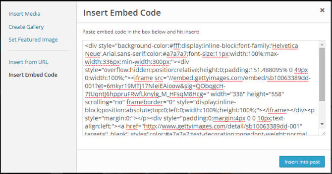 Paste Embed code