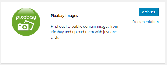 Activate Pixabay plugin-