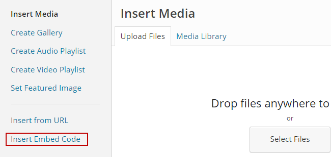 Click on Insert Embed Code